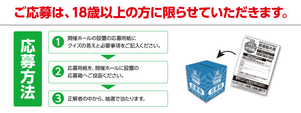 ご応募は、18歳以上の方に限らせていただきます。 応募方法